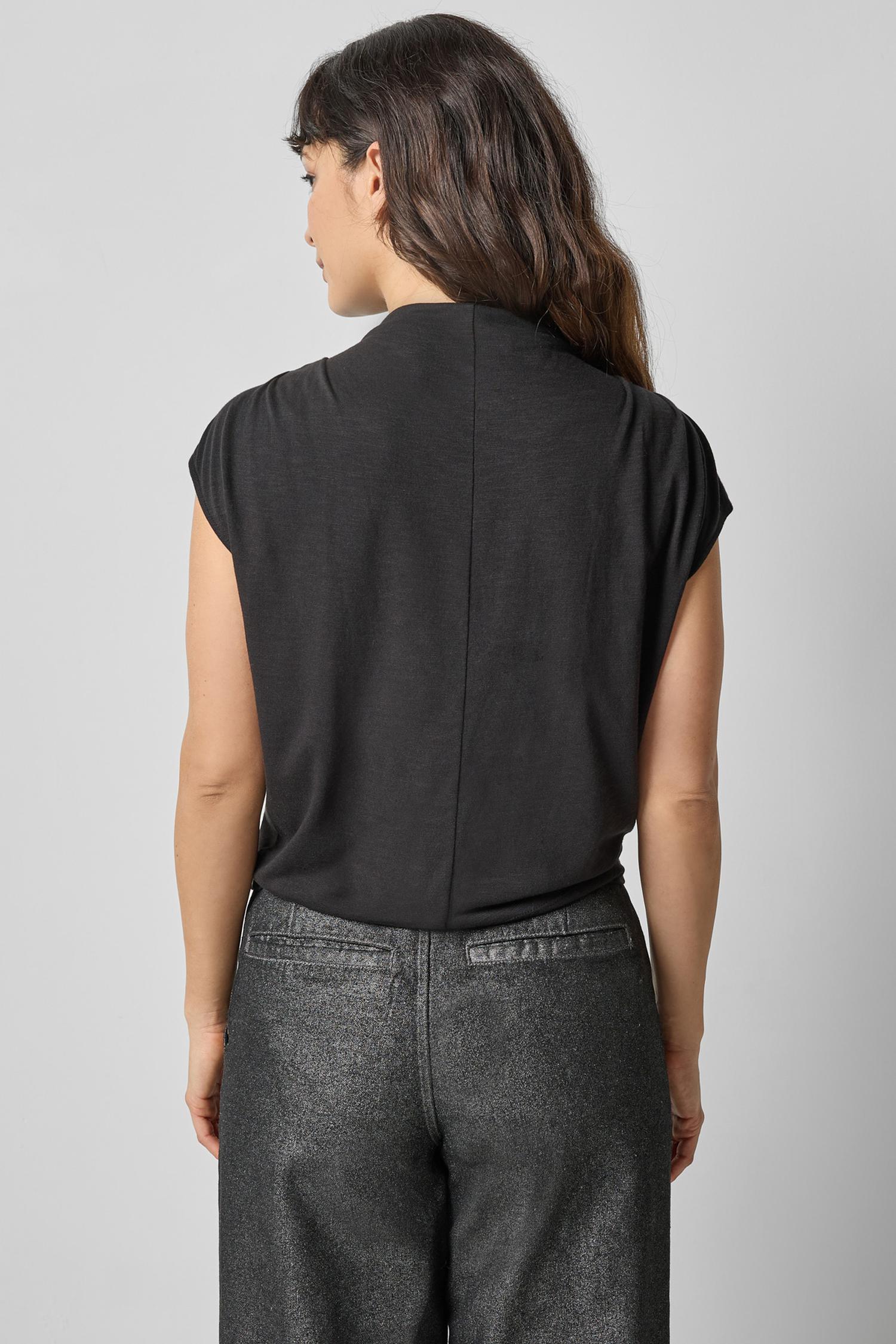 Cap Sleeve Mock in color Black Image A2