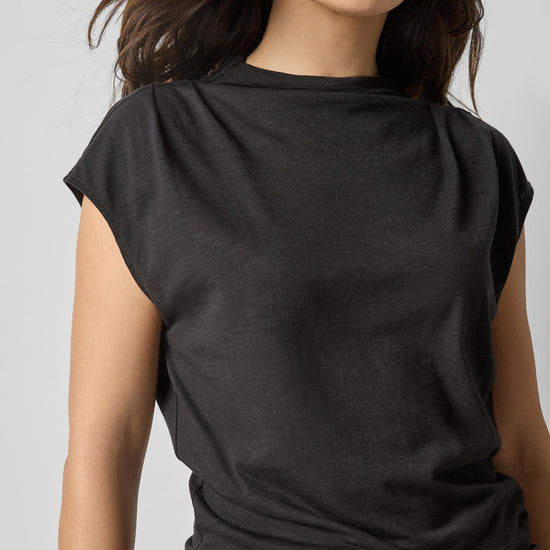 Cap Sleeve Mock in color Black Image A3