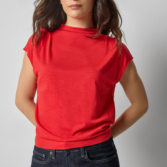 Cap Sleeve Mock in color Cherry Image A1
