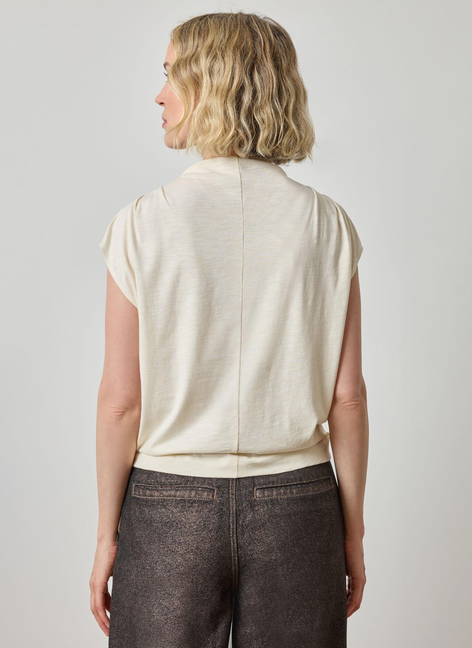 Cap Sleeve Mock in color Snow Image A2