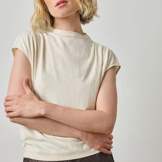 Cap Sleeve Mock in color Snow Image A3