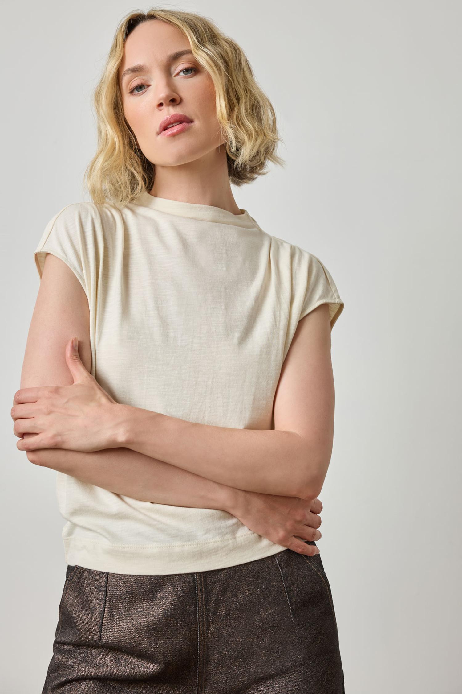 Cap Sleeve Mock in color Snow Image A3