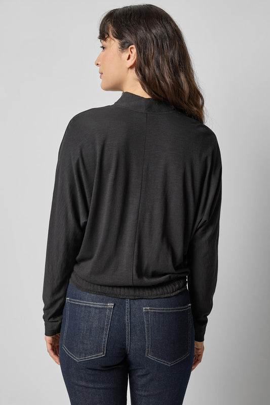 Shawl Collar Wedge Top Womens Top Black A2