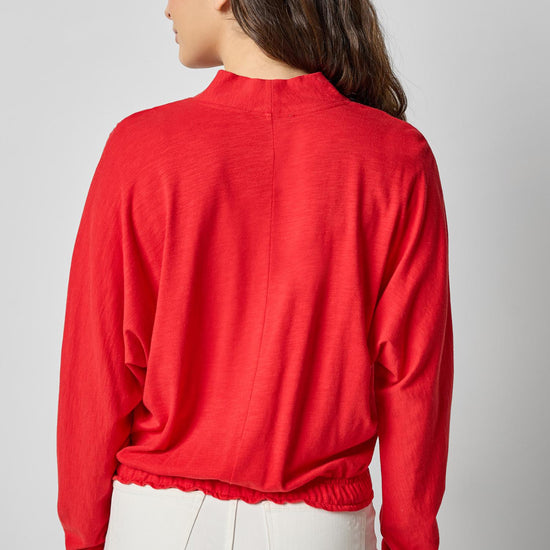 Shawl Collar Wedge Top in color Cherry Image A2