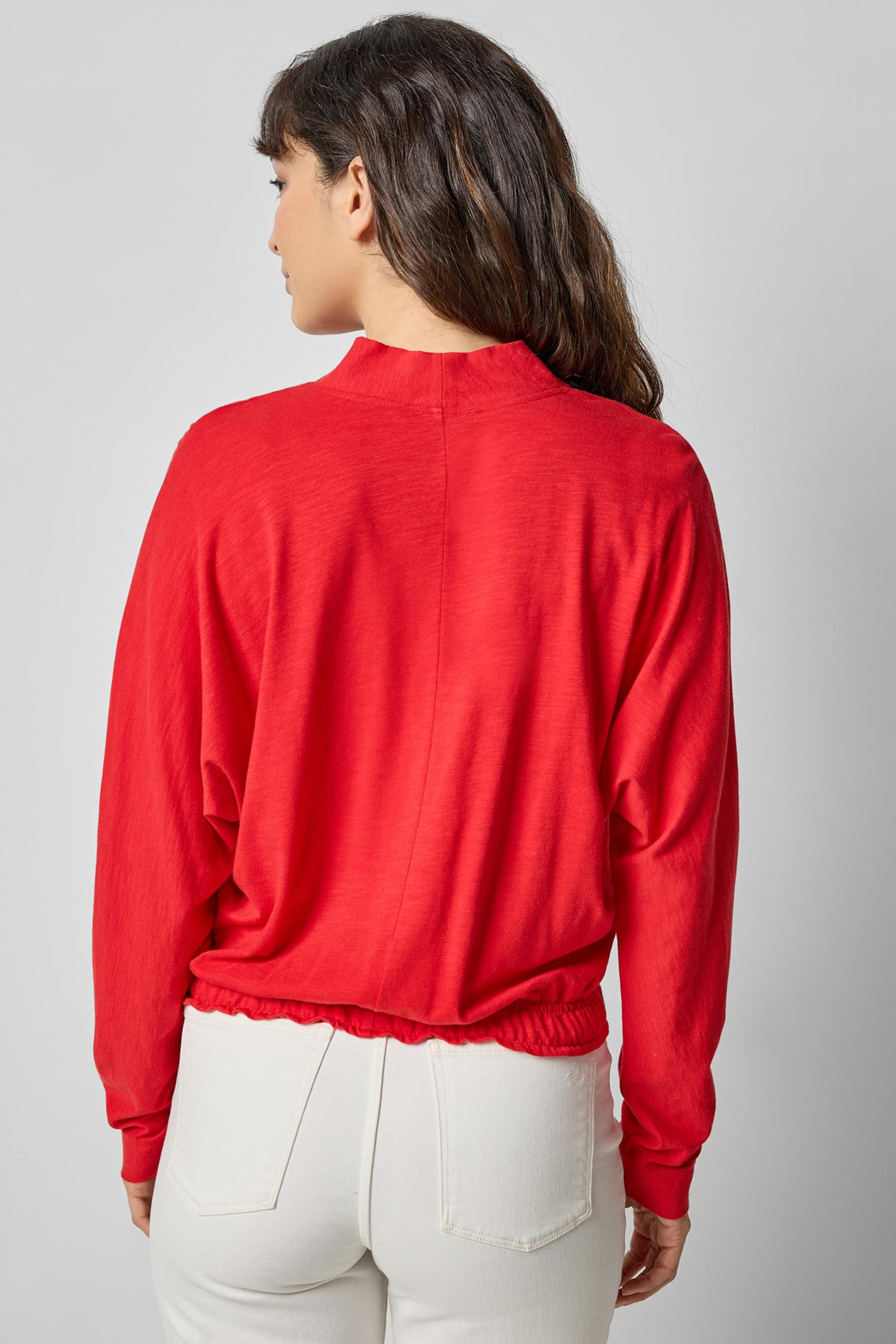 Shawl Collar Wedge Top in color Cherry Image A2