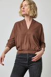 Shawl Collar Wedge Top Womens Top Hickory A1