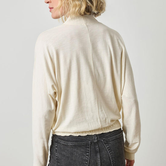 Shawl Collar Wedge Top in color Snow Image A2