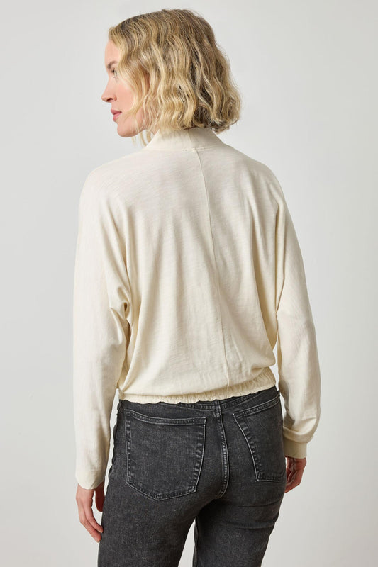 Shawl Collar Wedge Top in color Snow Image A2