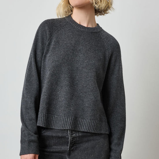 Pleat Back Raglan Sweater in color Caviar Image A1