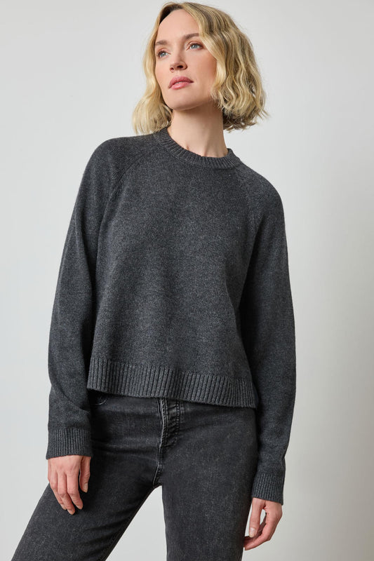 Pleat Back Raglan Sweater in color Caviar Image A1