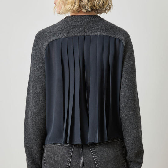 Pleat Back Raglan Sweater in color Caviar Image A2