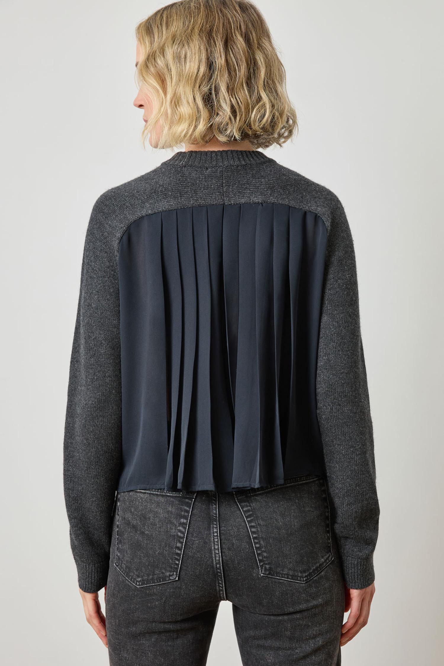 Pleat Back Raglan Sweater in color Caviar Image A2