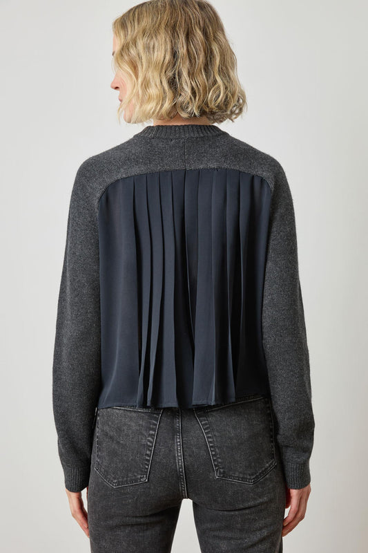 Pleat Back Raglan Sweater in color Caviar Image A2