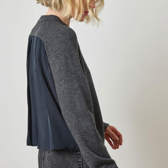 Pleat Back Raglan Sweater in color Caviar Image A3