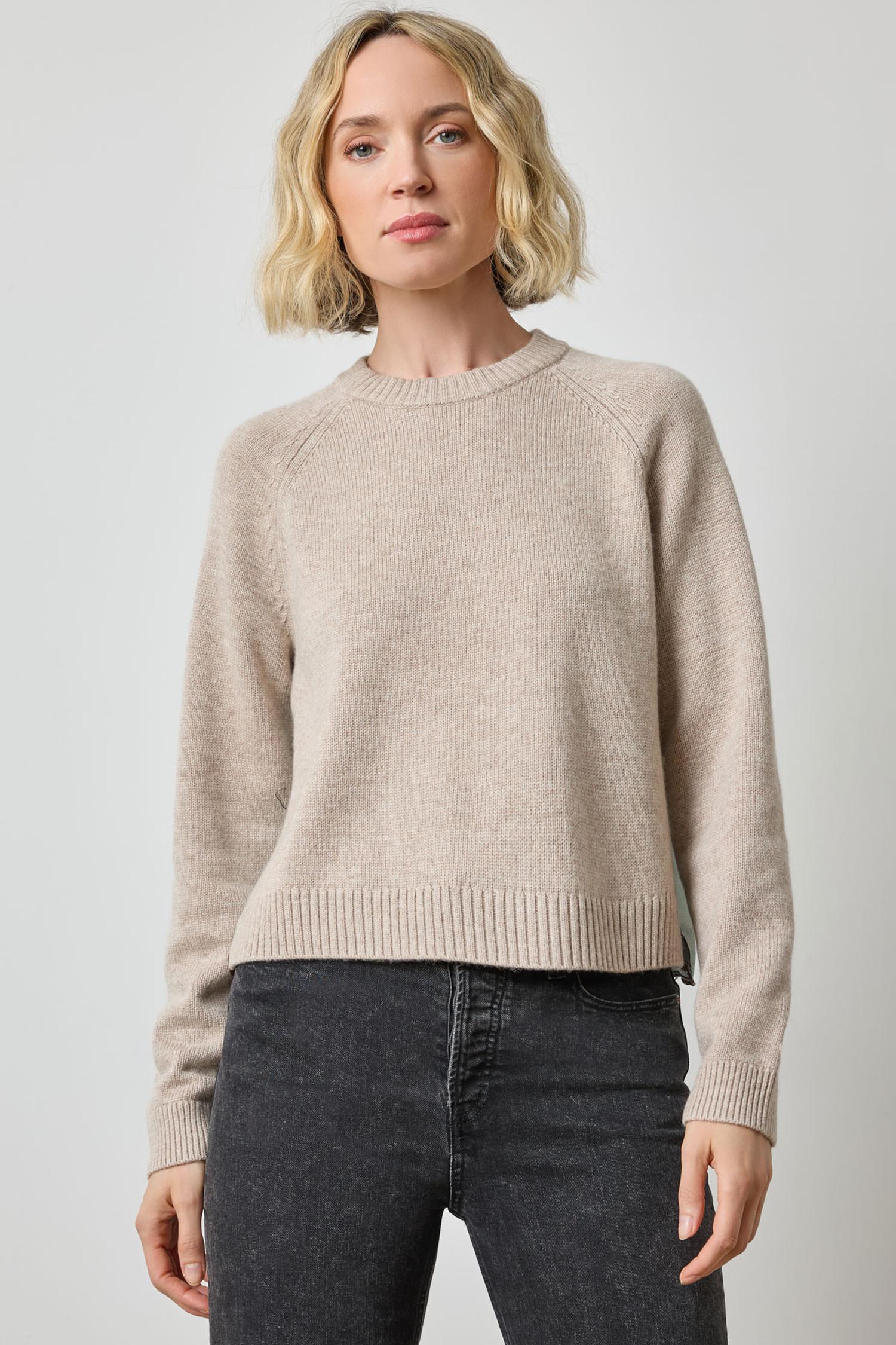 Pleat Back Raglan Sweater in color Wheat Image A1