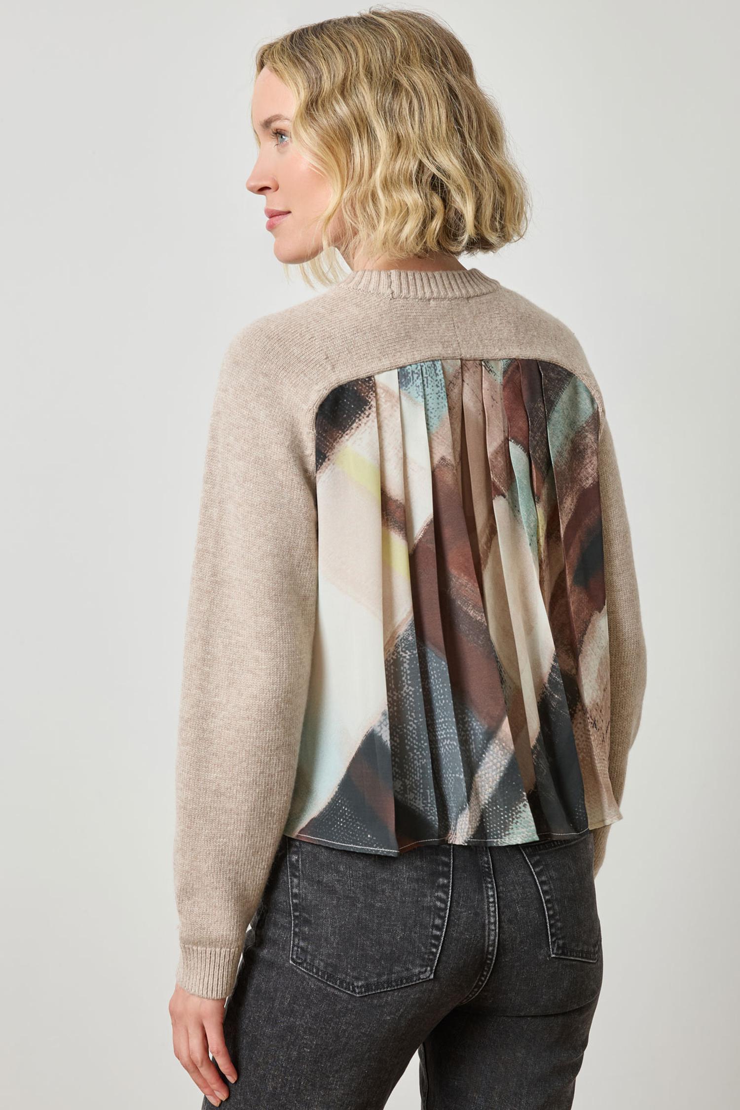 Pleat Back Raglan Sweater in color Wheat Image A2