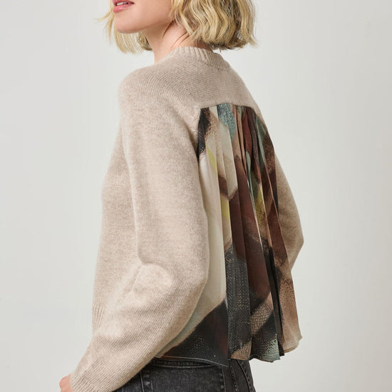 Pleat Back Raglan Sweater in color Wheat Image A3