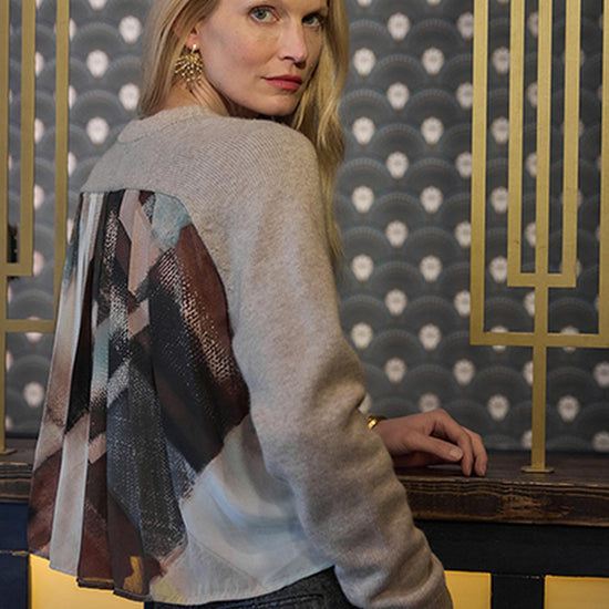 Pleat Back Raglan Sweater in color Wheat Image C0