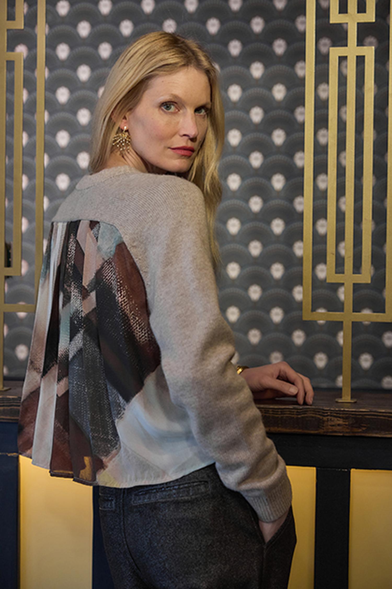 Pleat Back Raglan Sweater in color Wheat Image C0