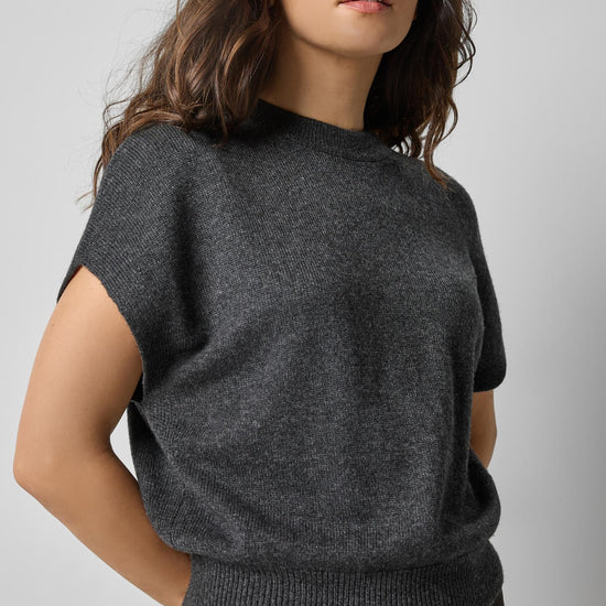 Banded Bottom Wedge Sweater in color Caviar Image A1