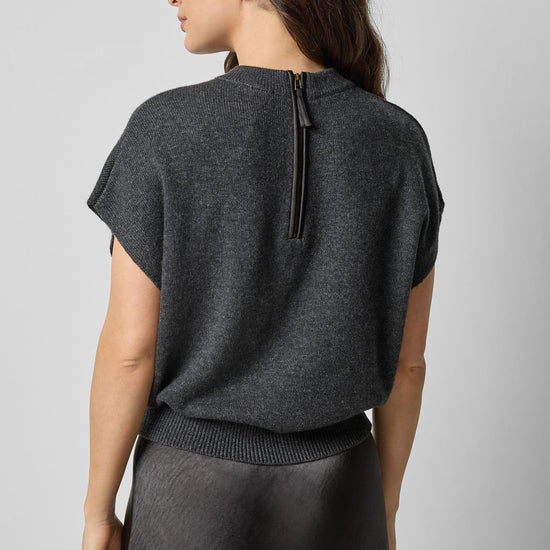 Banded Bottom Wedge Sweater in color Caviar Image A2