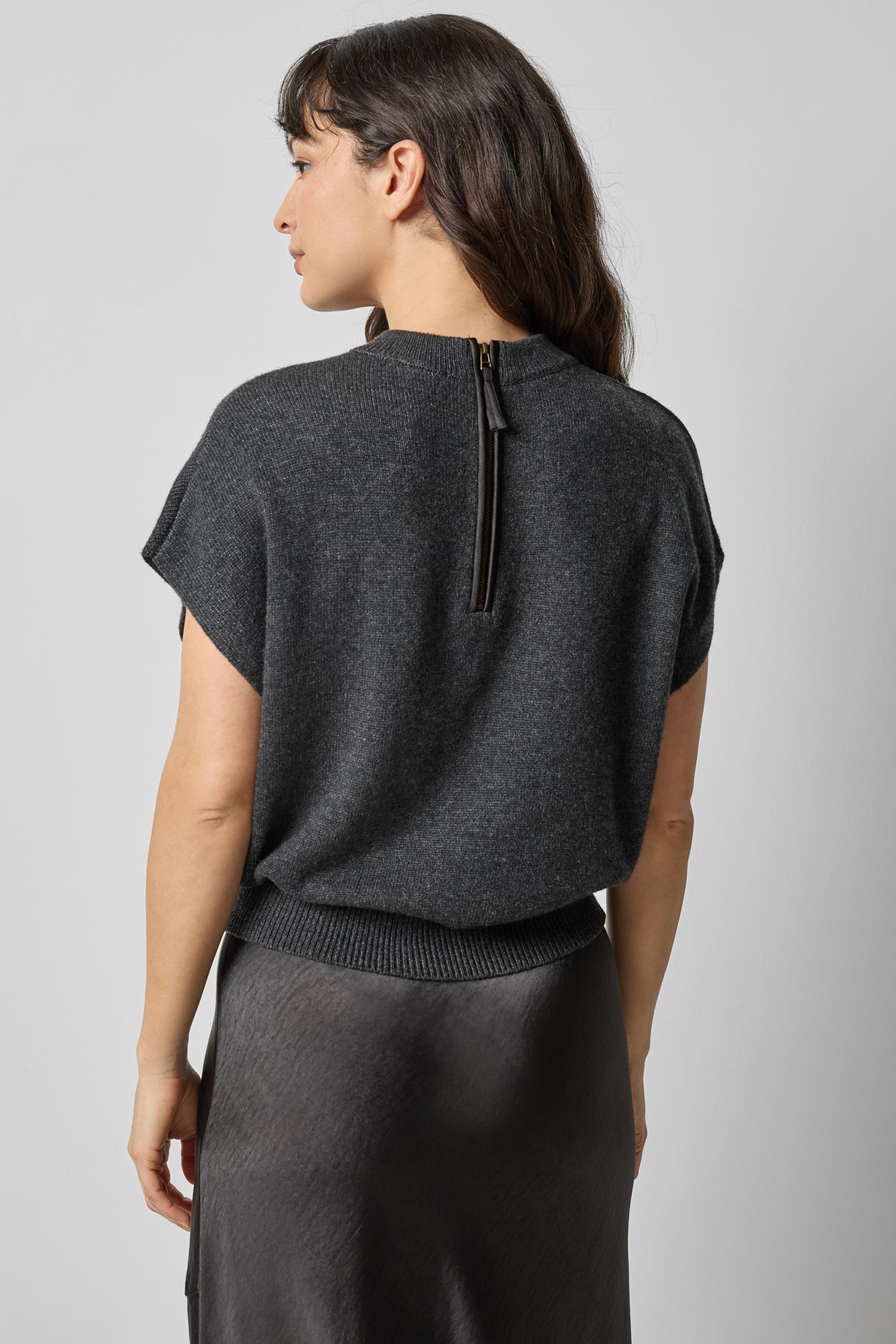 Banded Bottom Wedge Sweater in color Caviar Image A2