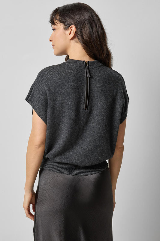 Banded Bottom Wedge Sweater in color Caviar Image A2