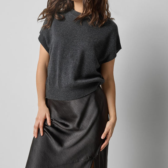 Banded Bottom Wedge Sweater in color Caviar Image A3