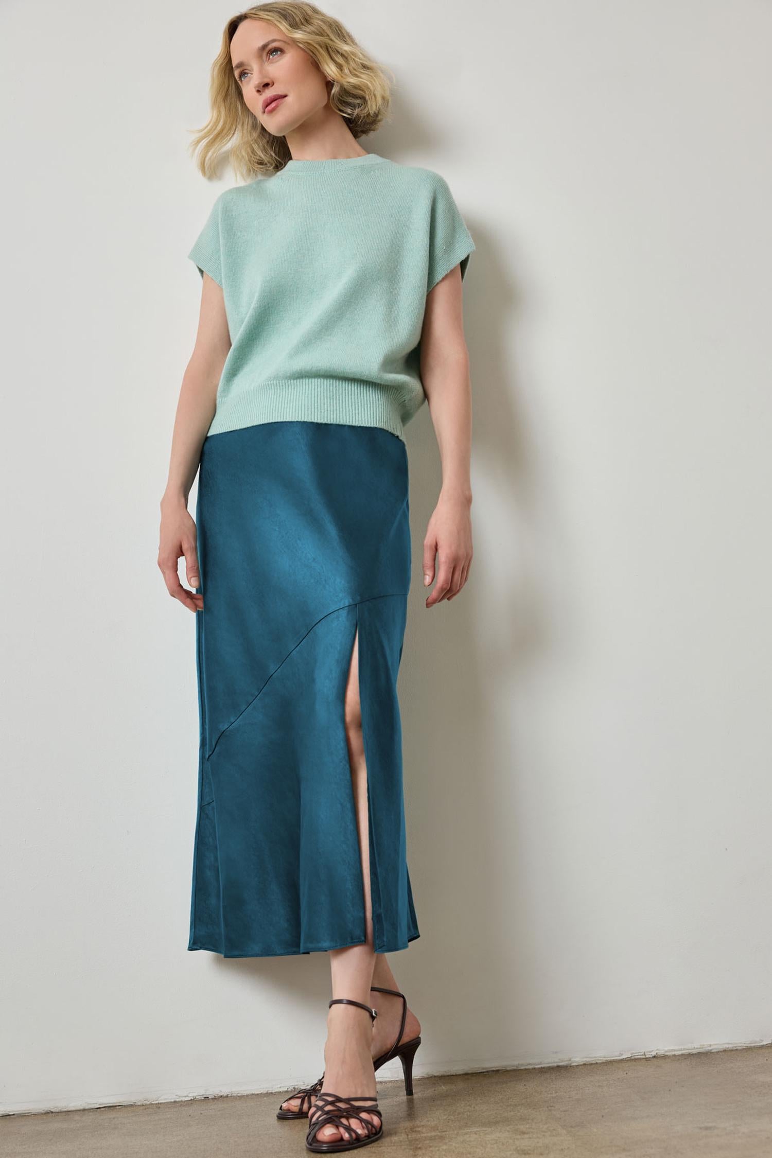 Banded Bottom Wedge Sweater in color Frost Image A3