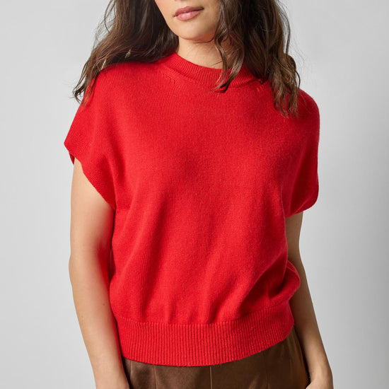 Banded Bottom Wedge Sweater in color Scarlet Image A1
