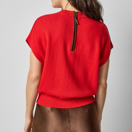 Banded Bottom Wedge Sweater in color Scarlet Image A2