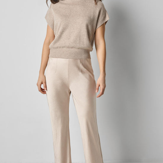 Banded Bottom Wedge Sweater in color Wheat Image A0