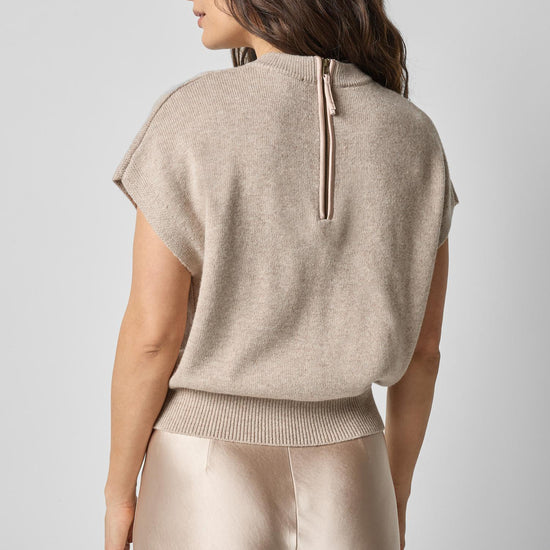 Banded Bottom Wedge Sweater in color Wheat Image A2