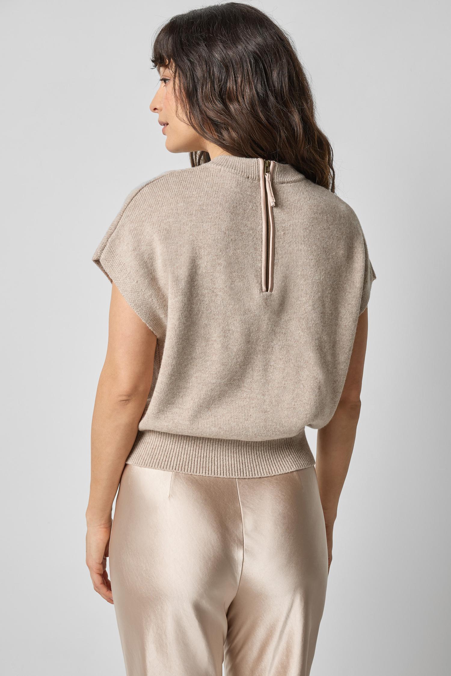 Banded Bottom Wedge Sweater in color Wheat Image A2