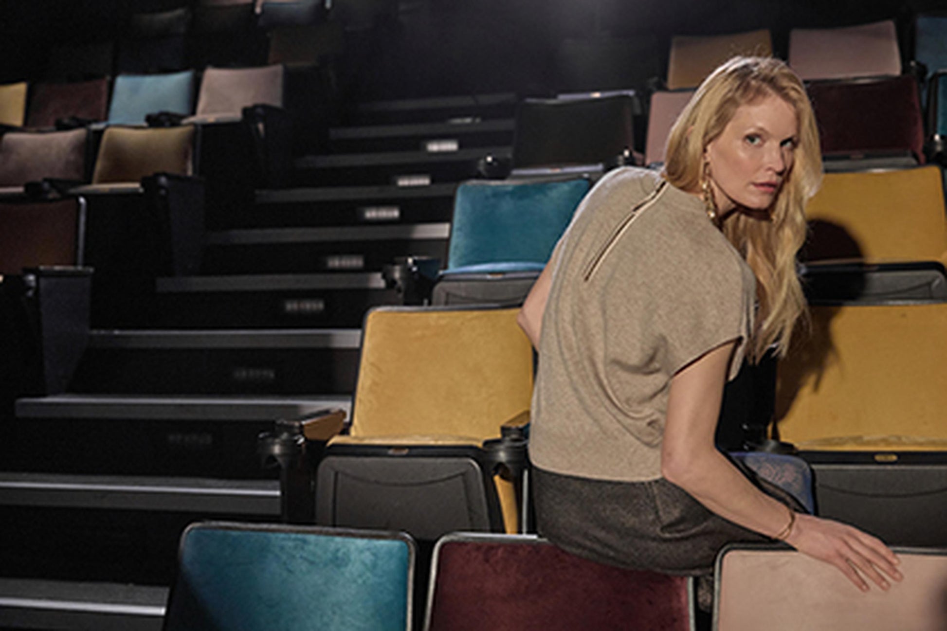 Banded Bottom Wedge Sweater in color Wheat Image C0