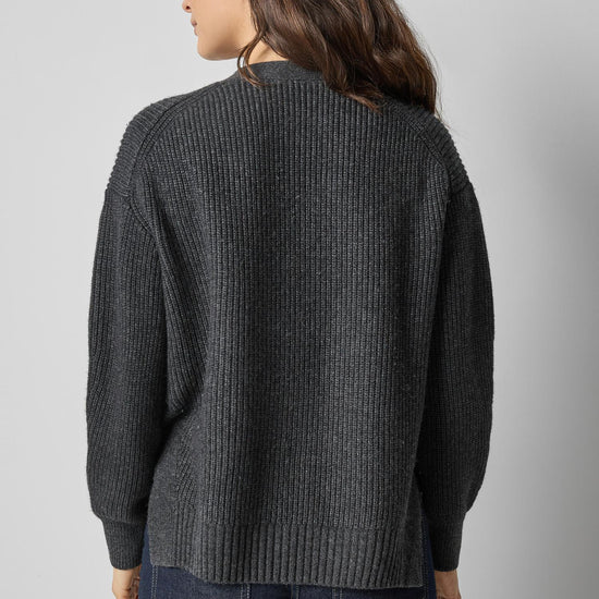 Relaxed Side Vent Cardigan Womens Sweater Caviar A2