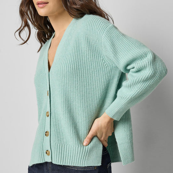 Relaxed Side Vent Cardigan Womens Sweater Frost A1