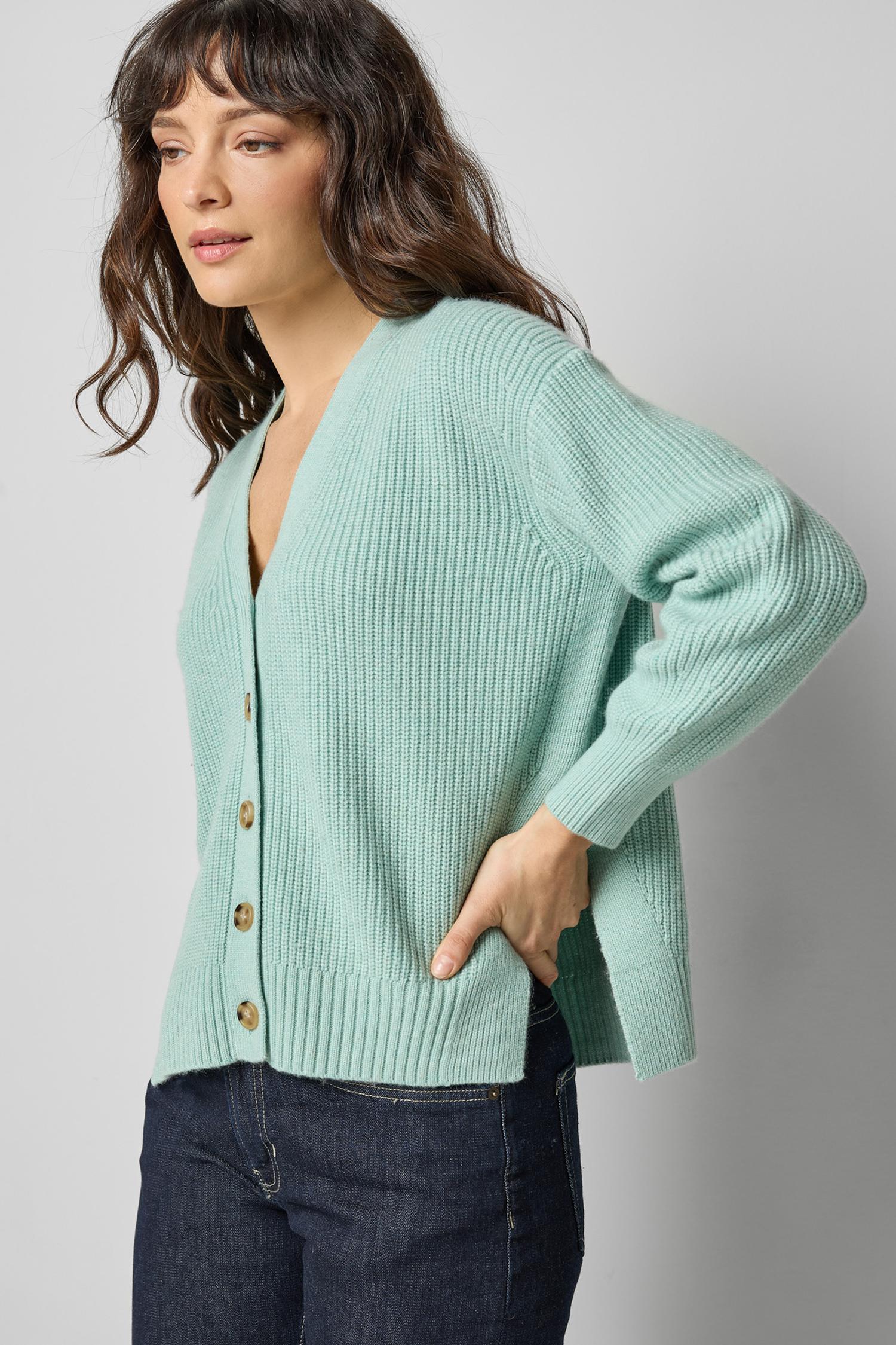 Relaxed Side Vent Cardigan Womens Sweater Frost A1