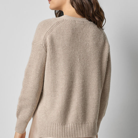 Relaxed Side Vent Cardigan Womens Sweater Wheat A2