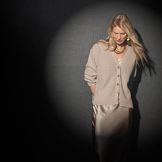 Relaxed Side Vent Cardigan in color Wheat Image C0