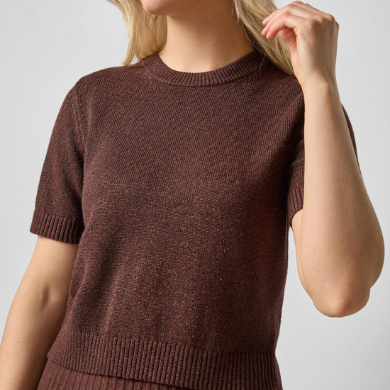 Short Sleeve Sparkle Sweater in color Java Sparkle Image A1