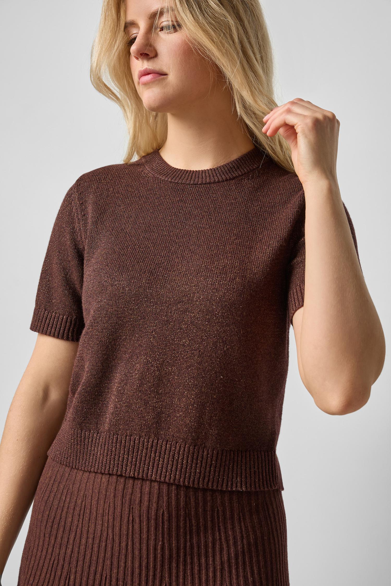 Short Sleeve Sparkle Sweater in color Java Sparkle Image A1