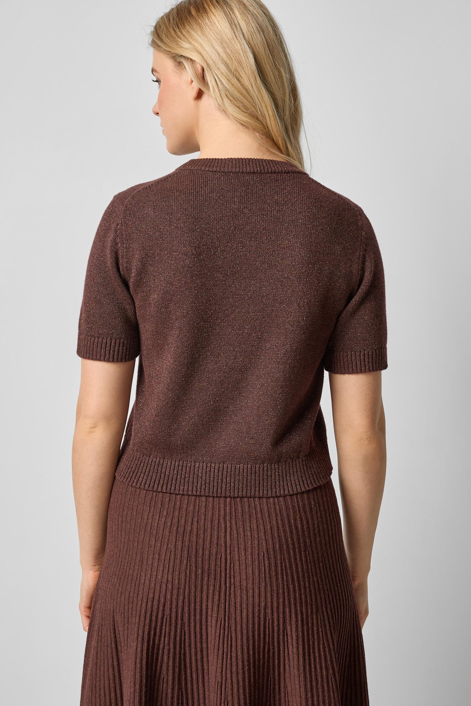 Short Sleeve Sparkle Sweater in color Java Sparkle Image A2