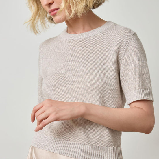 Short Sleeve Sparkle Sweater in color Mist Sparkle Image A1