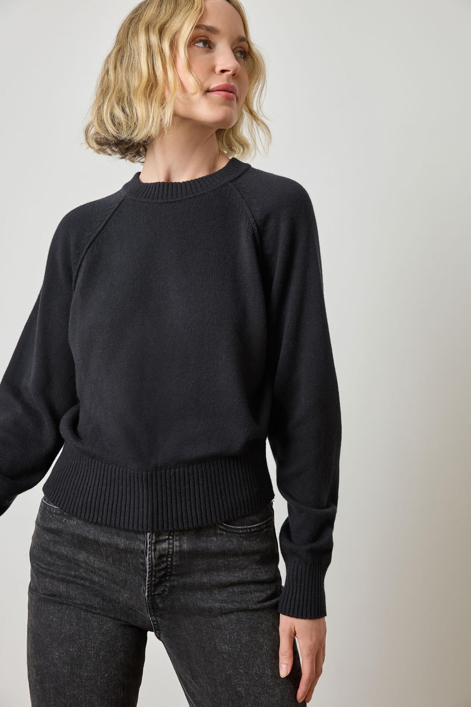 Raglan Sleeve Pullover in color Black Image A1