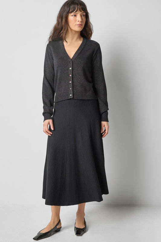 Flared Knit Skirt in color Black Image A0