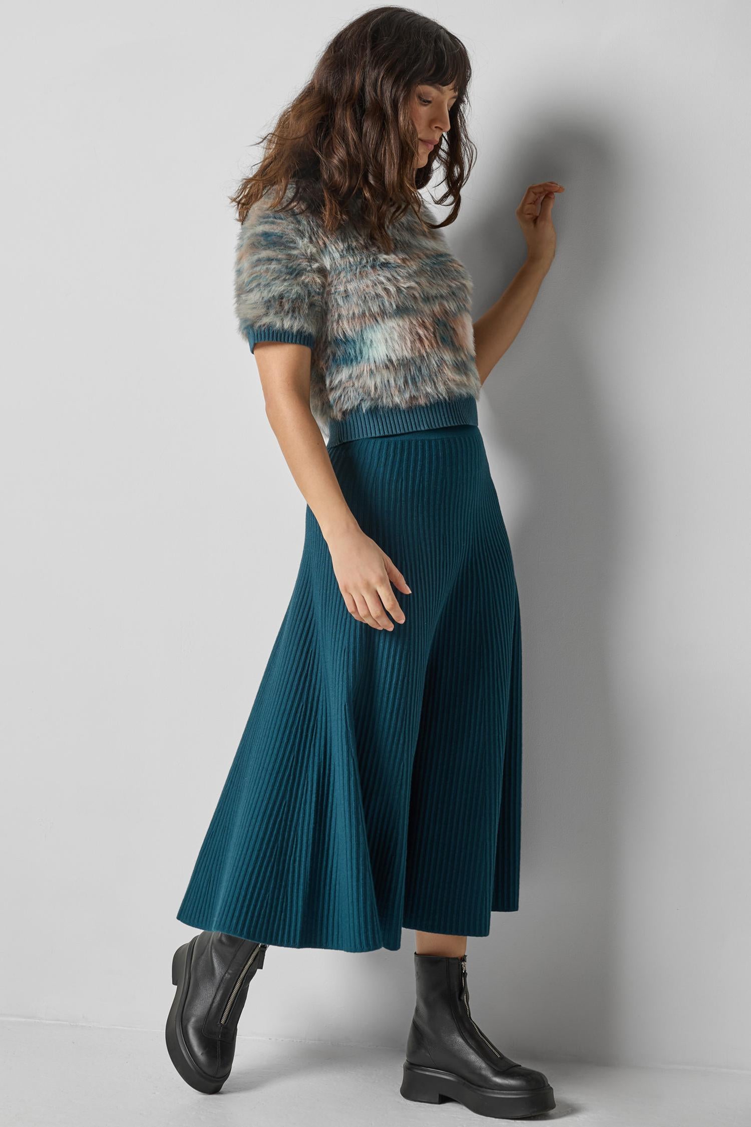 Flared Knit Skirt in color Deep Sea Image A0