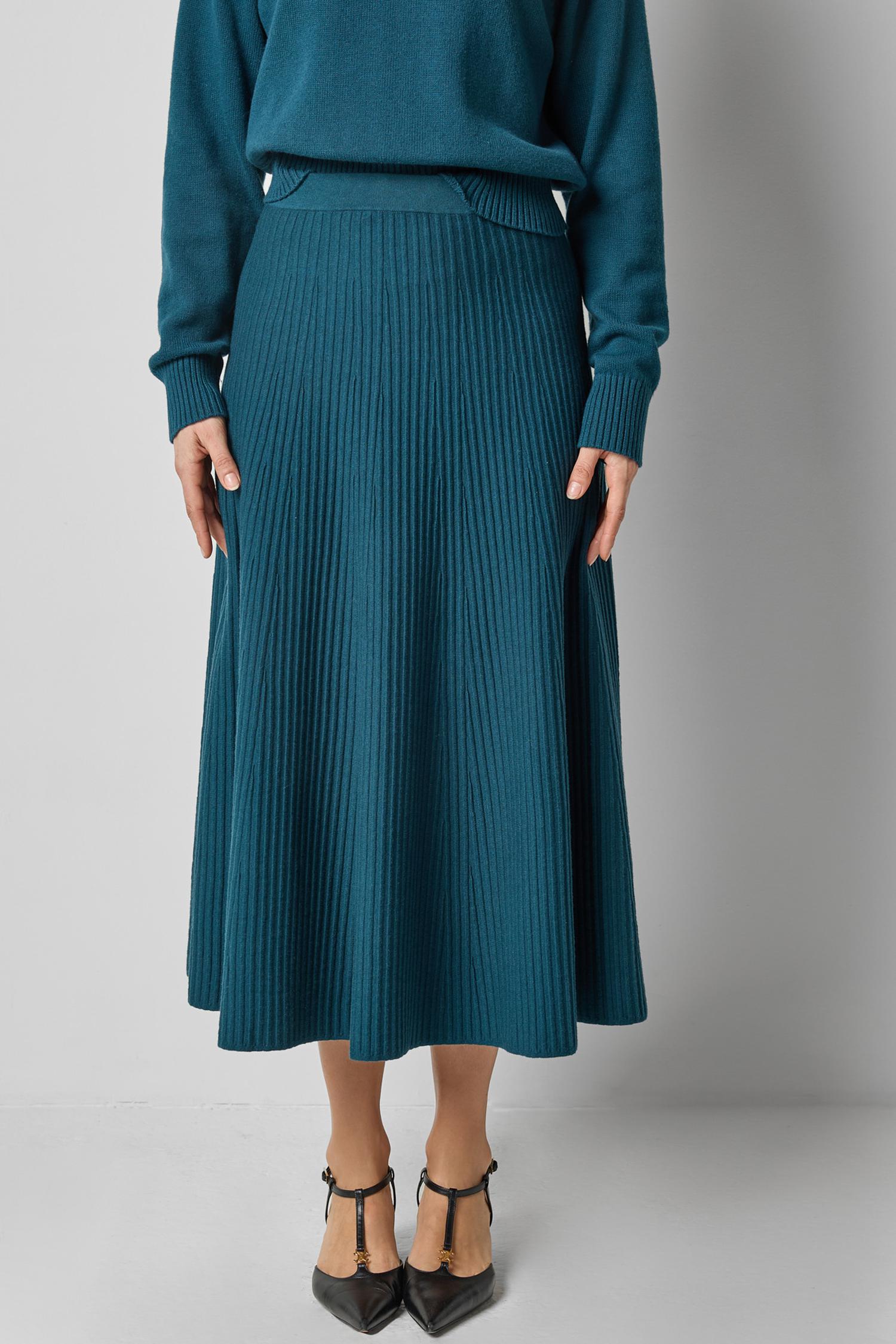 Flared Knit Skirt in color Deep Sea Image A1