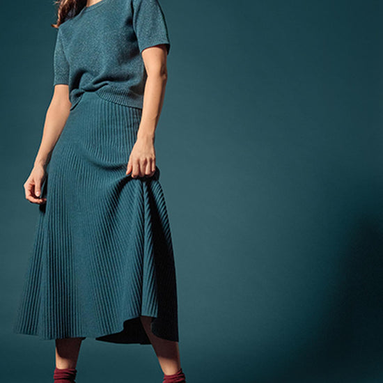 Flared Knit Skirt in color Deep Sea Image C0