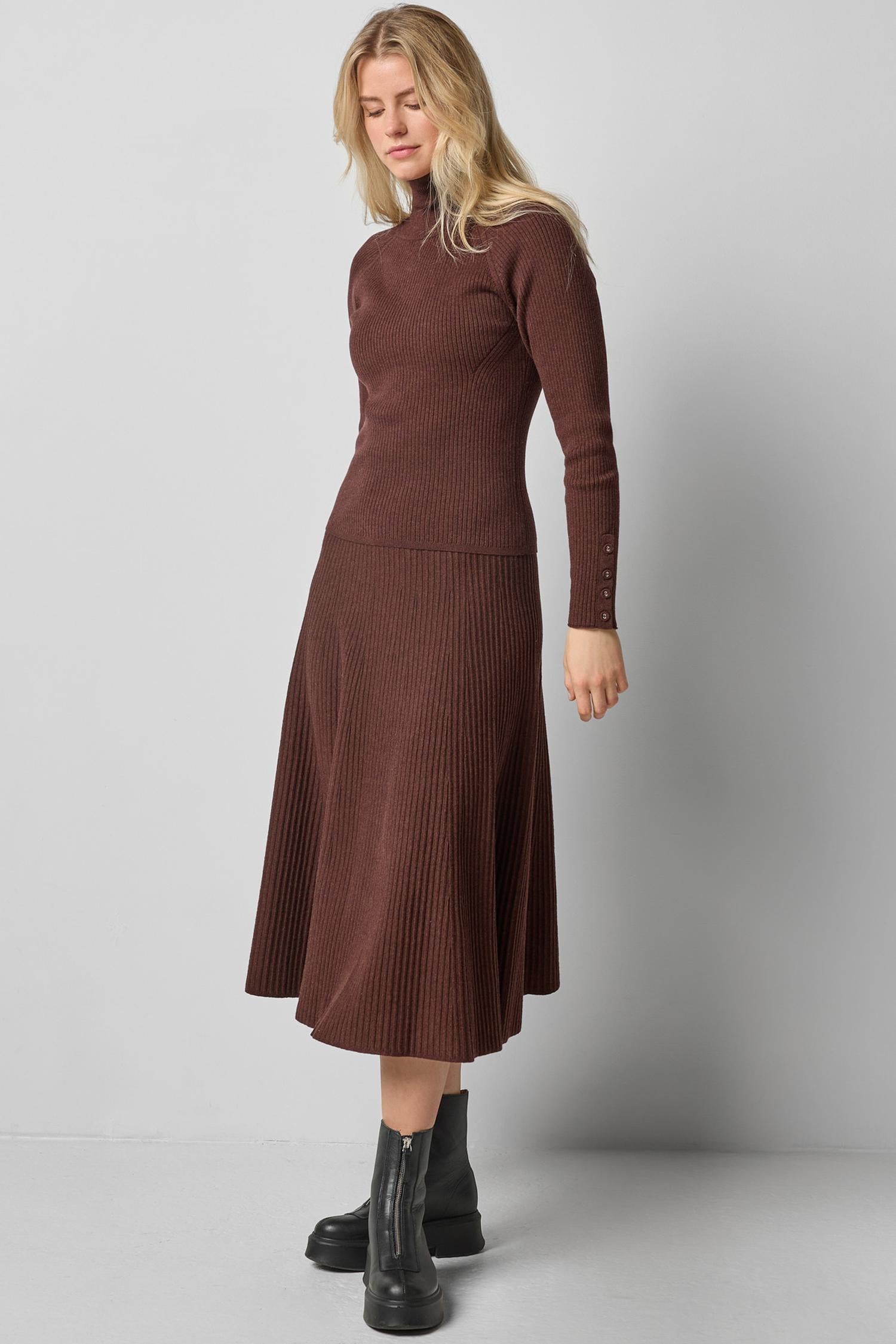 Flared Knit Skirt in color Java Image A0